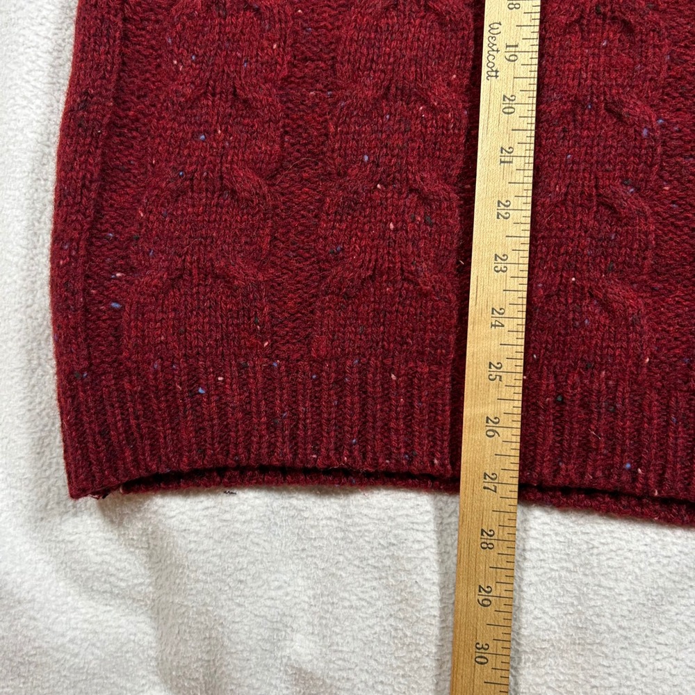 Vintage Gap Sweater Mens XL Red 100% Wool Cable Knit V-Neck Donegal Fleck - Picture 5 of 8